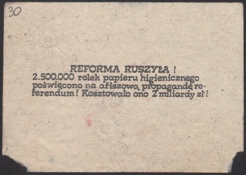 Toilet paper and Jaruzelski's referendum. From the collections of the Institute of National Remembrance (from the collection of Czesław Butkiewicz - posters and prints signed by NSZZ Solidarity and NZS)
