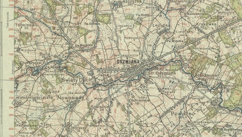 Oszmiana we fragmencie mapy WiG z 1935 r. (z zasobu Biblioteki Narodowej)