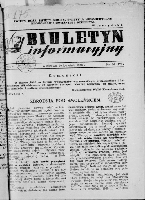 Fotokopia Biuletynu Informacyjnego, z 20 kwietnia 1943 roku