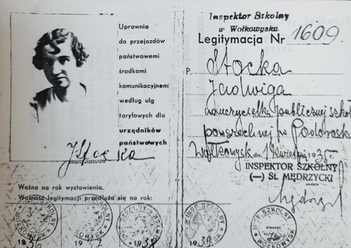 Przedwojenna legitymacja nauczycielska Jadwigi Stockiej