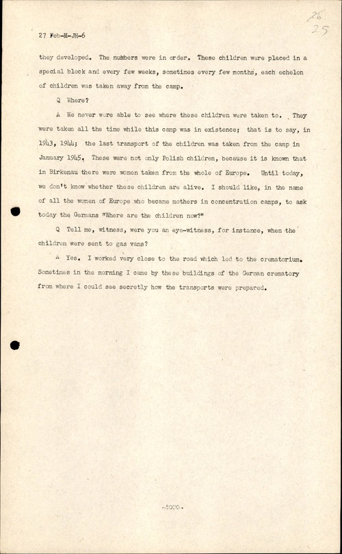 Zeznanie Seweryny Marii Szmaglewskiej przed Międzynarodowym Trybunałem Wojskowym w Norymberdze