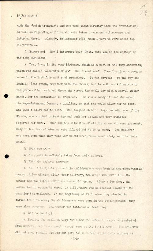 Zeznanie Seweryny Marii Szmaglewskiej przed Międzynarodowym Trybunałem Wojskowym w Norymberdze