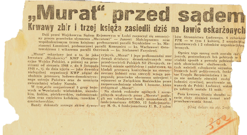 Relacja z procesu w komunistycznym dzienniku Głos Robotniczy, 1949 rok