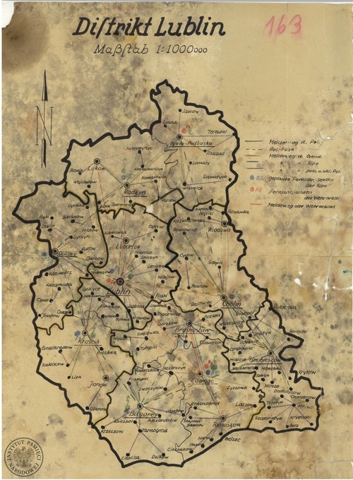 Niemiecka mapa dystryktu lubelskiego z czasów II wojny światowej (z zasobu AIPN)