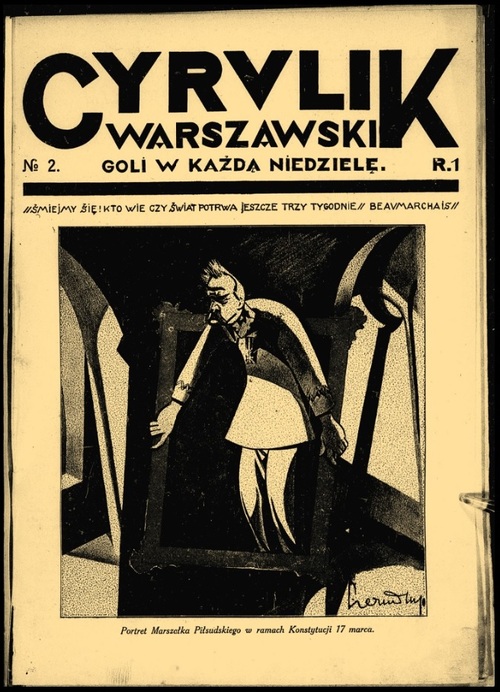 Karykatura z Józefem Piłsudskim na okładce czasopisma „Cyrulik Warszawski”, nr 2 z czerwca 1926 r. (ze zbiorów Biblioteki Narodowej)