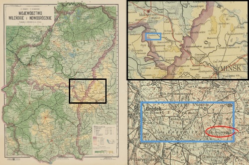 Położenie folwarku Balcery (Mapa województwa wileńskiego i nowogrodzkiego - 1930, mapa WiG - 1929 / ze zbiorów Biblioteki Narodowej)