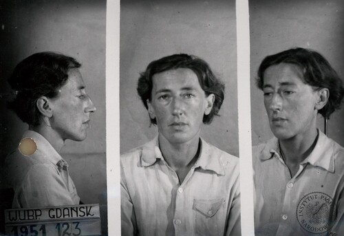 Zdjęcie sygnalityczne Marii Wszelaczyńskiej-Szaszkiewicz wykonane w WUBP w Gdańsku, 1951 r. (fot. z zasobu IPN)