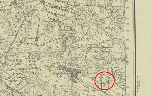 Położenie Gurowa na mapie WiG, 1929 (ze zbiorów Biblioteki Narodowej)