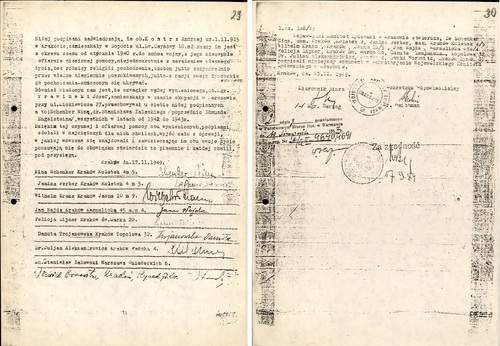 Najstarsze znane świadectwo Juliana Aleksandrowicza, poświadczające udzielanie pomocy Żydom. Dok. ze zbiorów IPN