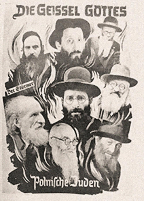 Antysemicka ilustracja w czasopiśmie „Der Stürmer” wykorzystana jako dowód w czasie procesów norymberskich, 1939 r. (fot. www.ushmm.org)