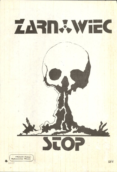 Grafika Ruchu „Wolność i Pokój” dotycząca protestu przeciwko budowie elektrowni atomowej w Żarnowcu, przekazana do zasobu Archiwum IPN przez prof. dr. hab. Jacka Czaputowicza w ramach projektu Archiwum Pełne Pamięci (z zasobu IPN)