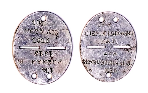 Nieśmiertelnik Zenona Ciemniejewskiego z 1939 r. (z zasobu Archiwum IPN w Poznaniu)