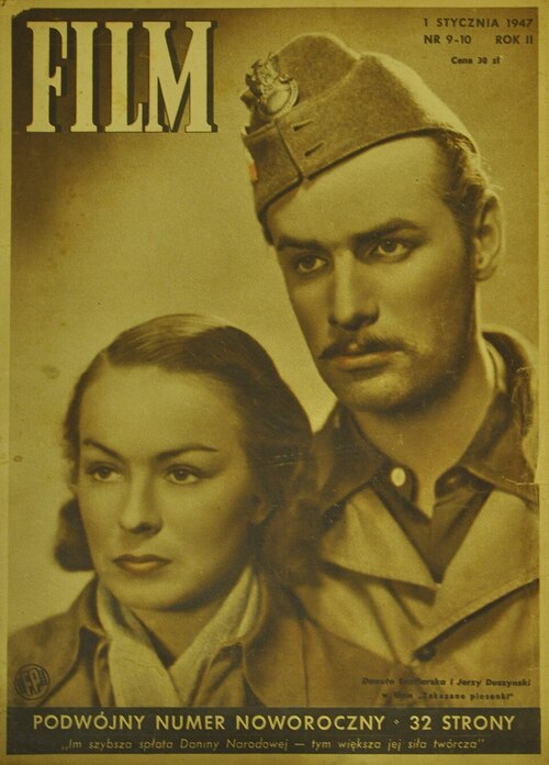 Danuta Szaflarska i Jerzy Duszyński na okładce czasopisma „Film” z 1 stycznia 1947 r. Fot. domena publiczna