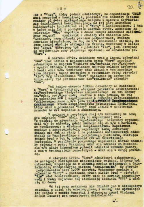 Odpis wyroku Wojskowego Sądu Rejonowego w Warszawie, wydanego w sprawie Stanisława Wiśniewskiego 26 V 1952 r. (z zasobu IPN)