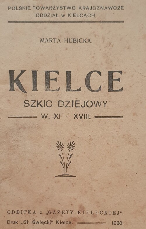 Okładka pracy Marty Hubickiej „Kielc. Szkic dziejowy”