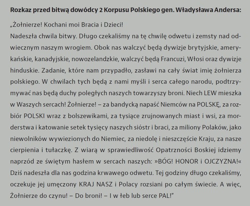 Rozkaz przed bitwą dowódcy 2 Korpusu Polskiego gen. Władysława Andersa