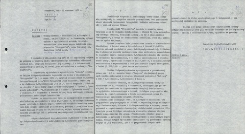 Notatka dotycząca „antypaństwowej” działalności Haliny Krüger-Syrokomskiej, 21 czerwca 1972 r. (z zasobu AIPN)