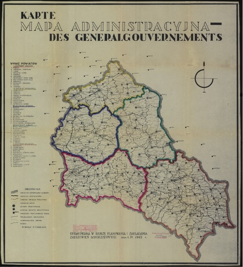 Niemiecka mapa Generalnego Gubernatorstwa, 1943 r. (ze zbiorów Biblioteki Narodowej)
