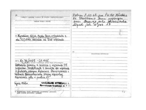 Karta dotycząca Antoniny Niemczur zawierająca informacje o przebiegu wykonania kary (z zasobu AIPN)
