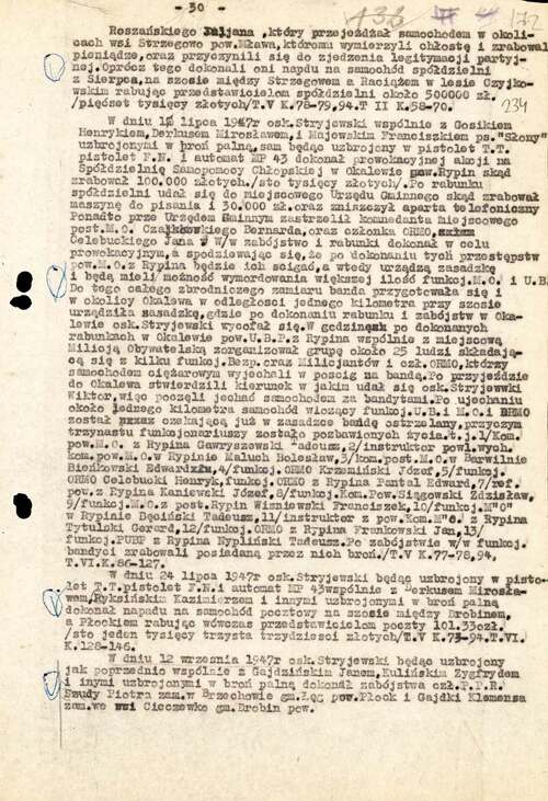 Fragment aktu oskarżenia skierowanego między innymi przeciwko Wiktorowi Stryjewskiemu