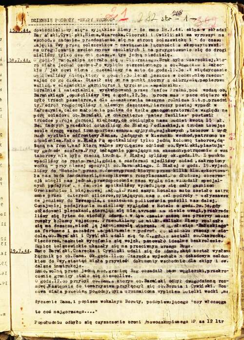 Dziennik podróży „Ekipy Wschód”, 1944 r. (z zasobu IPN)