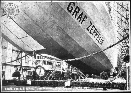 Nadanie sterowcowi LZ 127 imienia Graf Zeppelin na cześć Ferdinanda, założyciela firmy, w 90. rocznicę jego urodzin, 8 lipca 1928 r. Fot. z zasobu IPN