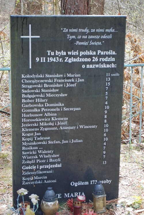 Tablica pamiątkowa w Parośli, 2011 r. (fot. Wikimedia Commons/Grzegorz Naumowicz - Prywatna kolekcja/CC BY-SA 3.0)