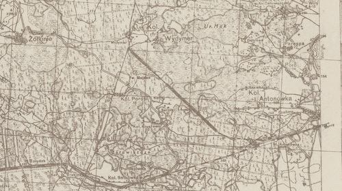 Okolice wsi Parośla, gm. Antonówka, pow. sarneński, woj. wołyńskie we fragmencie mapy WIG, 1927 r. (ze zbiorów Biblioteki Narodowej)
