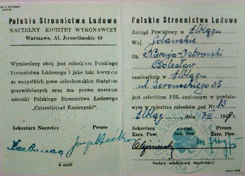 Legitymacja członkowska Bolesława Nieczui-Ostrowskiego (z zasobu IPN)