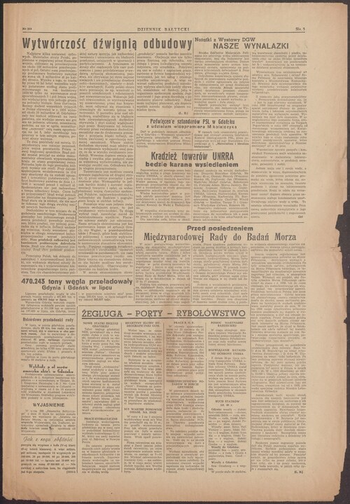 Lakoniczna wzmianka o pobycie Stanisława Mikołajczyka w „Dzienniku Bałtyckim” z 5 sierpnia 1946 r. (Bałtycka Biblioteka Cyfrowa)