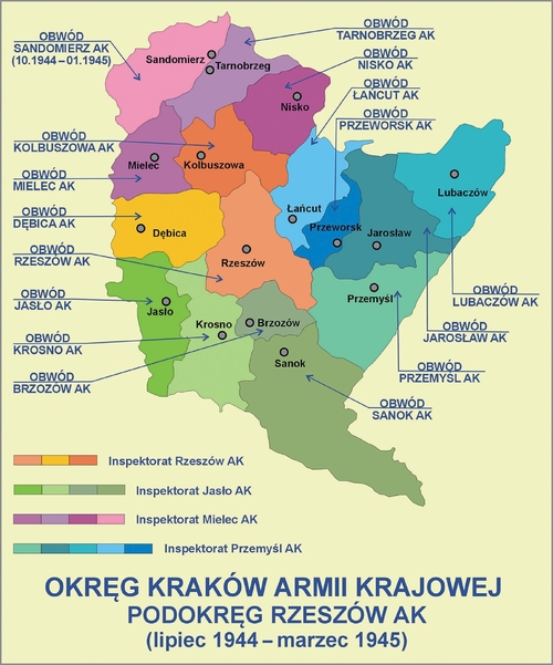 Okręg krakowski AK, podokręg rzeszowski (źródło: Lonio17 / Wikimedia Commons)