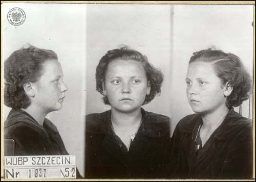 Zdjęcie sygnalityczne Marii Chojeckiej, 1952 r.(fot. z zasobu AIPN)