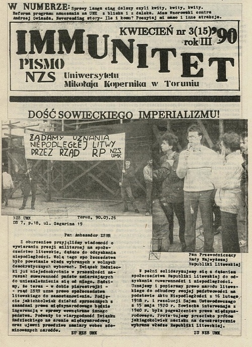 pismo toruńskiego NSZ z 1990 r.