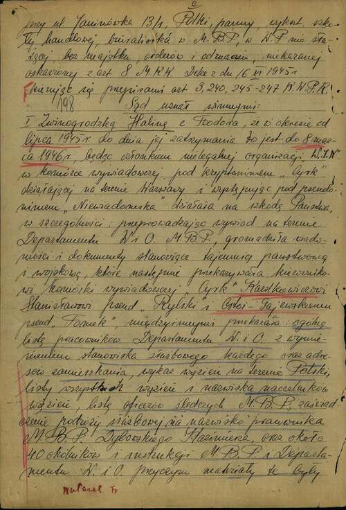Wyrok Wojskowego Sądu Rejonowego w Warszawie, 23 sierpnia 1946 r. (z zasobu AIPN)