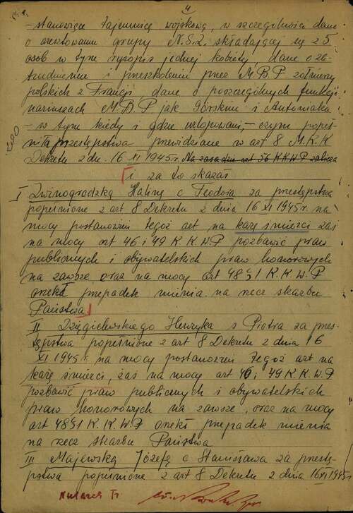 Wyrok Wojskowego Sądu Rejonowego w Warszawie, 23 sierpnia 1946 r. (z zasobu AIPN)