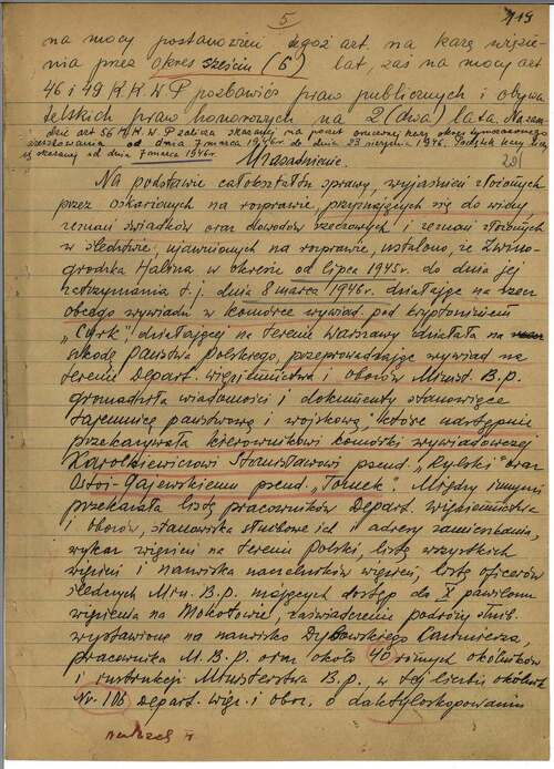 Wyrok Wojskowego Sądu Rejonowego w Warszawie, 23 sierpnia 1946 r. (z zasobu AIPN)