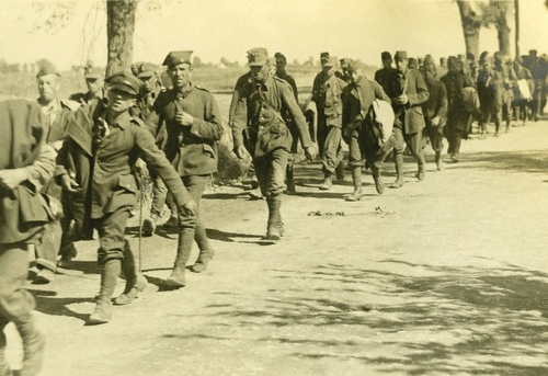 Jeńcy polscy mijani na trasie marszu niemieckiej 5 Dywizji Pancernej między Wisłą i Sanem, 15–17 IX 1939 r. (fot. IPN)