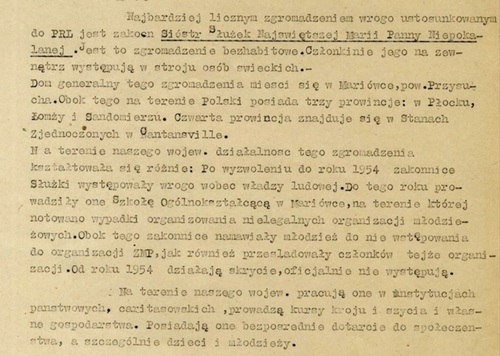 Charakterystyka kontrwywiadowcza na zgromadzenia zakonów żeńskich znajdujących się na województwa kieleckiego, 3 I 1963.  Sprawa obiektowa „Siostry” (z zasobu AIPN)