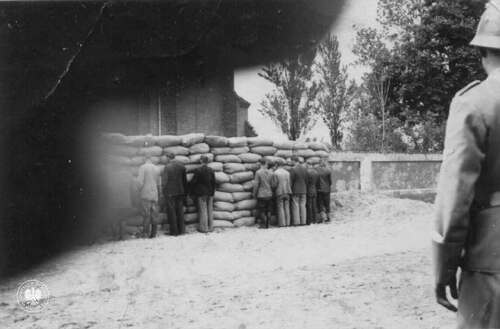 Ostatnie chwile przed dokonaną przez Niemców egzekucją na dziesięciu Polakach w Gąbinie, 15 VI 1941 r. (fot. z zasobu IPN)