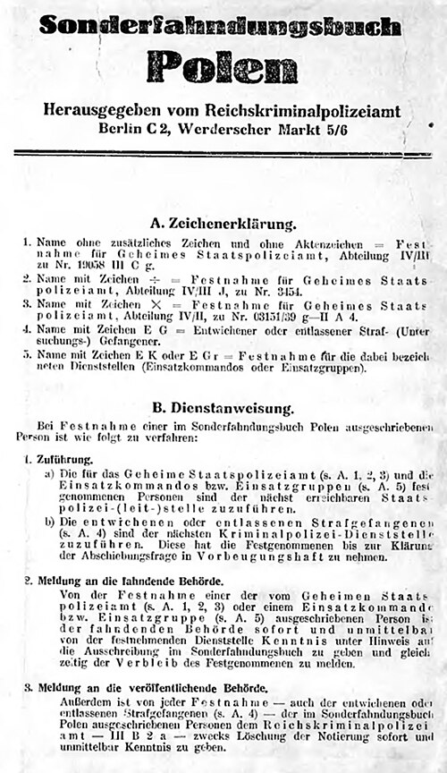 <i>Sonderfahndungsbuch Polen</i> – przygotowana przez SS lista nazwisk Polaków przeznaczonych do likwidacji (fot. domena publiczna)