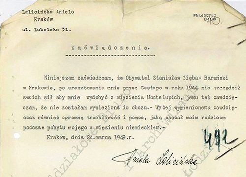Zaświadczenie wydane w 1949 r. (fot. z zasobu IPN)
