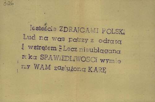 Ulotka sporządzona przez członków SOP, 1951 rok