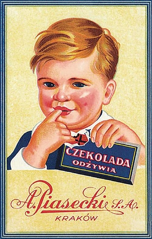 Reklama firmy „A. Piasecki fabryka czekolady w Krakowie” (fot. domena publiczna)