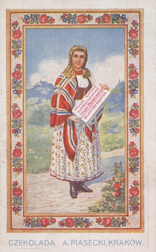 Pocztówka z reklamą czekolady Piaseckiego (ze zbiorów Biblioteki Narodowej)