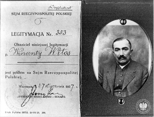 Kopia duplikatu legitymacji poselskiej Wincentego Witosa (fot. z zasobu AIPN)