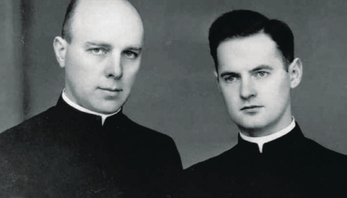 Ksiądz Béla Varga (po lewej) i Tadeusz Chciuk „Celt” jako ks. Ándor Varga, Berno, listopad 1942 r. (fot. zbiory Wojciecha Frazika)