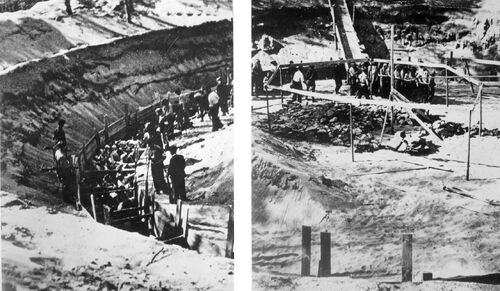 Dwie fotografie przedstawiające ludobójstwo w Ponarach, wykonane w 1941 r. (Wikimedia Commons)