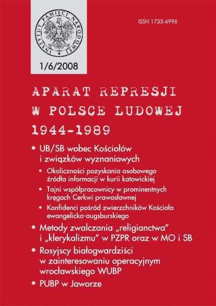 Aparat Represji w Polsce Ludowej 1944-1989 nr 1 (6)/2008