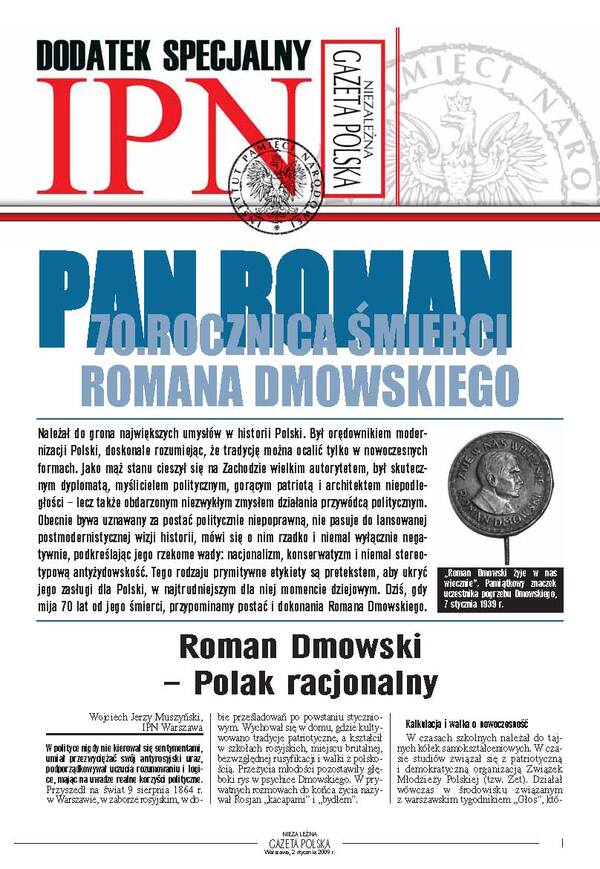 Pan Roman - 70. rocznica śmierci Romana Dmowskiego