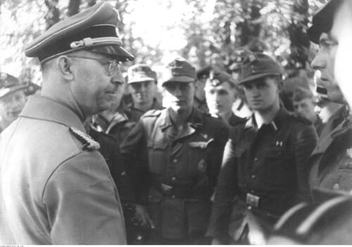 Heinrich Himmler podczas inspekcji na froncie zachodnim - październik 1944 r. (NAC)